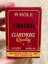 VTG Claremont Quality Whole Cinnamon Stick Paper Red Spice Box Red and yellow picture