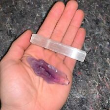One (1) Charged Amethyst Point Rough Gemstone + A FREE Selenite Charging Stick picture