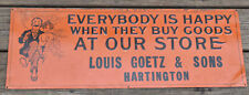 Vintage Louis Goetz & Son HARTINGTON NEBRASKA TIN General Store advertising SIGN picture