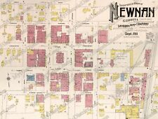 Newnan, GA Georgia 1911 Antique Historic Map Copy 12.5 x 16.5