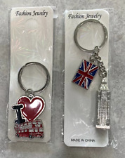 2 Pcs England UK London Keychains, British Souvenir Gift, Metal Key Rings picture
