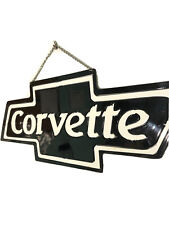 Chevy Corvette Sign-Custom Cut Heavy Steel, Wall Hanging Powder Coated 25”x9.25” picture