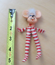 vintage as-is pixie unique red stripe mouse with white hair bendy wire Christmas picture