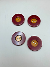 Bakelite Two Tone Mottled Orange and Red Large Button Lot of 4 Vintage picture