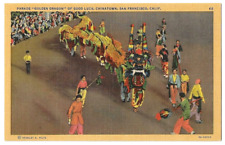 San Francisco California Chinatown c1930's Parade Golden Dragon of Good Luck picture