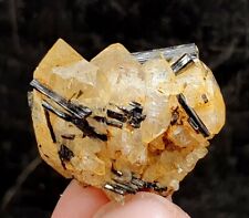 30 Carats Top Grade Black Tourmaline Bunch On Quartz Crystal Specimen picture