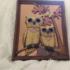 Vitg 1970s Coppercraft Guild 3D Copper Owl Framed Wall Art  9.5 x 11 picture