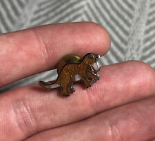 Tiny Vintage Enamel Pinback Orange Brown Duck Billed Dinosaur Lapel Pin  picture