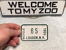 Loudon NH Bicycle License Plate Tag 1965 Rare Topper New Hampshire 65 NOS picture