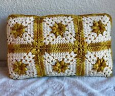 Vintage Crocheted Decorative Throw Pillow Yellow picture