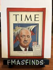H1 1945 WWII PONY Edition TIME Magazine BENES, President CZECHOSLOVAKIA October  picture
