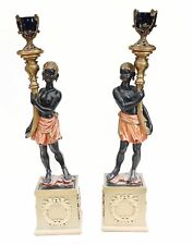 Pair Venetian Blackamoor Statues Italian Figurines picture