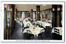 1937 Main Dining Room Interior New Hotel Marinette Wisconsin WI Vintage Postcard picture