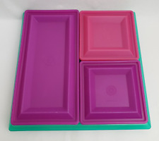 Vintage Tupperware 7 Pc Get Together Buffet Serving Set #1385 Purple Pink Green picture