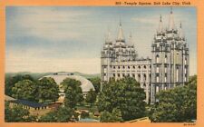 Postcard UT Salt Lake City Utah Temple Square Unused Linen Vintage PC f5803 picture