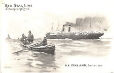 Red Star Line Ocean Liner SS Finland 10 June 1905 Rowboat Undivided Postcard picture