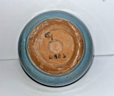 Vintage Ceramic Pottery Mini Bud Vase Blue & Brown 2.5” X 3.5” Signed | Numbered picture