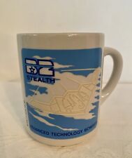 B2 Stealth Bomber Advanced Technology Embossed Ceramic Coffee Mug Blue White picture