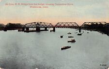 Middletown CT Connecticut River Railroad Train Bridge Harbor Vtg Postcard D5 picture