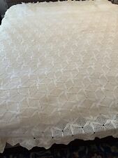 Hand Crochet Star Pinwheel Design Crochet Bedspread Blanket Full Queen 73”x 89” picture