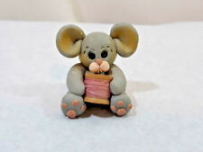 Vintage 1994 Suzi Little Blessings Handmade Clay Figurine Mouse Thread Spool picture