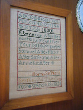 Antique Cross Stitch Sampler Framed Dated 1820 family info Ebenezar Adler picture