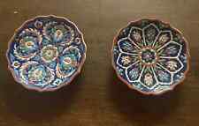 2 Vintage Turkish Iznik CINI Wall Floral 8” Hand Painted Plate picture