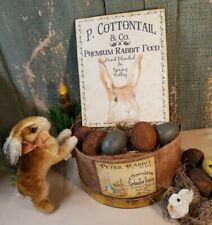 OLD VICTORIAN ANTIQUE VINTAGE STYLE P. COTTONTAIL RABBIT BUNNY FEED EASTER SIGN picture