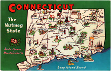 Postcard Chrome Connecticut With Map picture