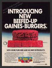 Gaines Burgers Dog Food Pure Beef 1980s Print Advertisement Ad 1984 picture