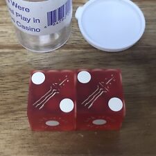 Stratosphere Las Vegas Casino Dice Pair Red Frosted Matching #9132 Gold Design picture