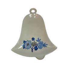 Vintage Bell Shaped Blue Flowers Trinket Dish 7 X 9.25 Inches Tiny Rim Chip  picture