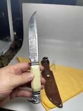 VINTAGE ANTIQUE VOOS SOLINGEN GERMAN HUNTING KNIFE with Compass On sheath Eagle picture