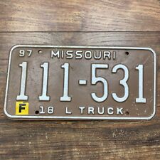 1997 Missouri L TRUCK 18 License Plate - 