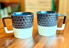 Lot of 2 Starbucks 2017 Siren Scales Anniversary Blue & White Ceramic Mug 12 oz picture