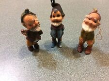 Vintage Gnome Christmas Ornaments Lot Of 3 Elves Hong Kong Elf Dwarf picture