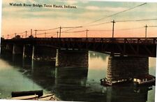 Wabash River Bridge Terre Haute IN Divided Postcard 1910s picture