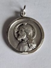 I Am A Protestant Medallion,  Medal  Charm Head Of JESUS sterling Silver Vintage picture