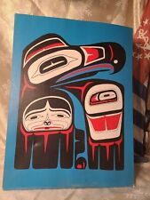 Vintage Oil on Board Haida Tribe Hawk Painting Original Art By Dave Whedon 1983 picture