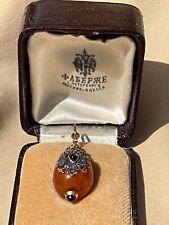 Antique Russ Empire Faberge diamond hardstone 56 gold egg pendant,  picture