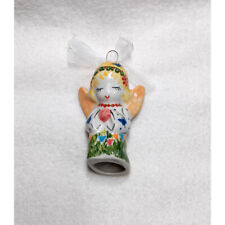 Kalich Poland Pottery Angel Ornament Handmade Floral Signed picture