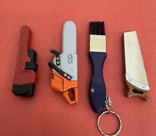 Lot of 4 Novelty Lighters, Pipe Wrench, Hand Saw, Paintbrush, Chainsaw-Handyman picture