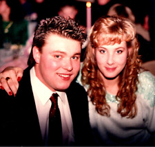 c1985 Vintage Young Man and Woman in Formal Dress Suit PermCurly Hair Photograph picture