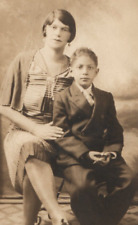 HANDSOME MULATTO BLACK BOY & MOTHER RPPC C. 1929 PHOTO POSTCARD picture
