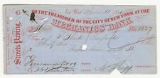 1854 Mechanics Bank of New York bank check for street paving picture