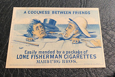 LONE FISHERMAN CIGARETTES 1880s TOBACCO TRADE CARD, HUMOROUS picture