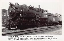 RPPC 1928 TRRA 318 Locomotive Train Railroad Brooklyn Shops Photo Postcard D5 picture