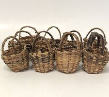 Lot of 12 Miniature Basket Straw Wicker Woven w/ Handles Dollhouse Crafts Decor picture