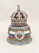 Imperial Russ Faberge Desk Clock Silver Enamel Verge Fusee Turkish War 1877-1878 picture