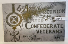 1896 CIVIL WAR CONFEDERATE VETERANS ANNUAL REUNION RICHMOND VA. NEW POSTCARD picture